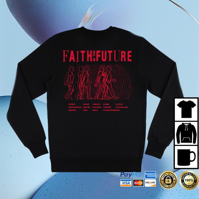Official Louis Tomlinson Merch Store Louis Tomlinson Faith In The Future Hand Tracklist Black Crewneck Sweatshirt LouisTomlinson Apparel Clothing Shop