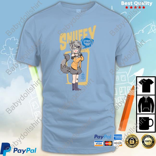 Official Snuffy Merch Snuffy Retro Raccoon Are You Lost Blue T Shirts