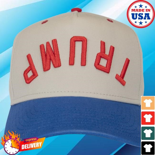 Official Donald Trump Merch Shop Upside Down Trump Embroidered Cap Stone/Blue/Red Trump Store