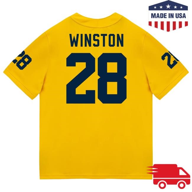 Michigan Wolverines #28 Kainoa Winston Student Athlete Maize Football Jersey New Shirt The M Den Shop
