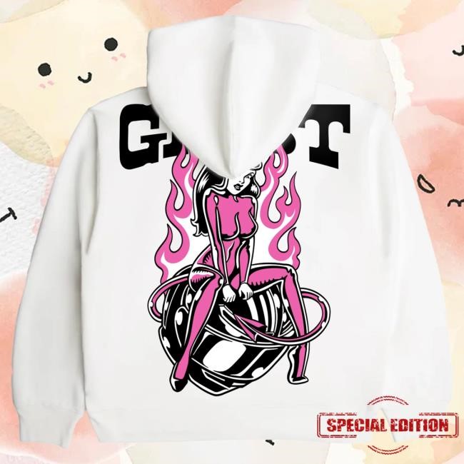Official Ghost Racing Ghost Girl Pink Tshirt - White