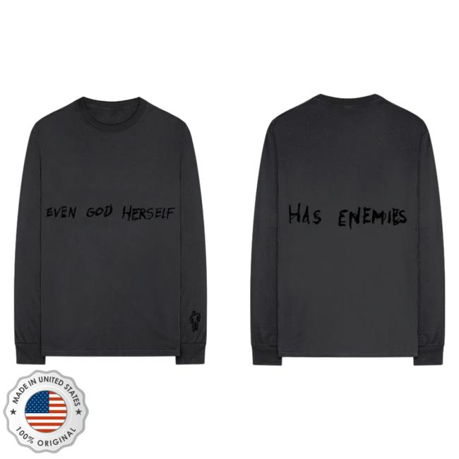 Official Billie Eilish Merch Store Billie Eilish Even God Herself Has Enemies Long Sleeve T-Shirts Billie Eilish Apparel Clothing Shop BillieEilish