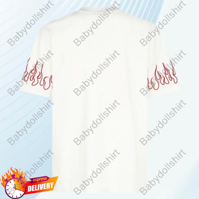 Official Vision Of Super White Shirt 2023 With Black Gradient Flames Official Vision Of Super White T-Shirt With Black Gradient Flames