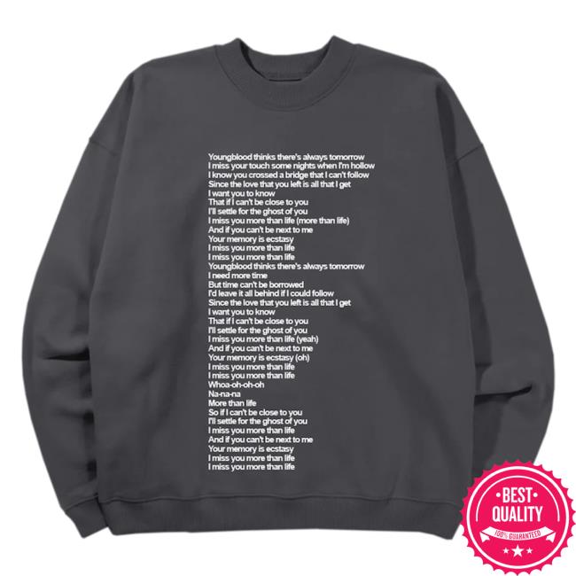 Official Justin Bieber Merch Store Shop Justin Bieber Ghost Lyrics Crew neck Sweatshirt I JustinBieber Apparel Clothing