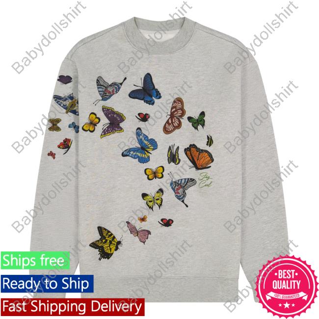 Official Stay Cool Clothing Store Staycool Butterfly Pullover Sweatshirt Heather Grey StaycoolNyc