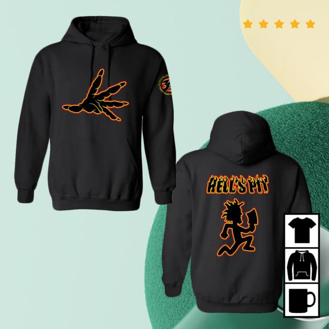 Official Icp Merch Clothing Store Insane Clown Posse Hell's Pit Crow Hand Black Sweatshirt