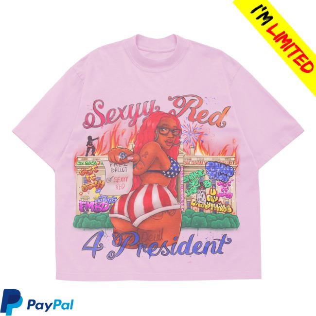 Sexyy 4 President Official Merch Store Sexyy's House Short Sleeve TShirt Pink/White Sexyy 4 President Clothing Shop Sexyy 4 President Apparel