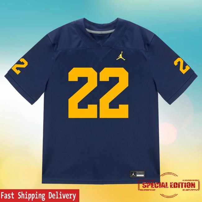 The M Den Michigan Wolverines #22 Elijah Dotson Student Athlete Blue Football Jersey T Shirt