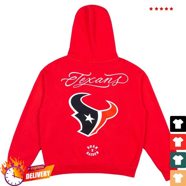 Official Born X Raised Merch Store Born X Raised + Texans Fine Line Attractive Hoodie: Battle Red