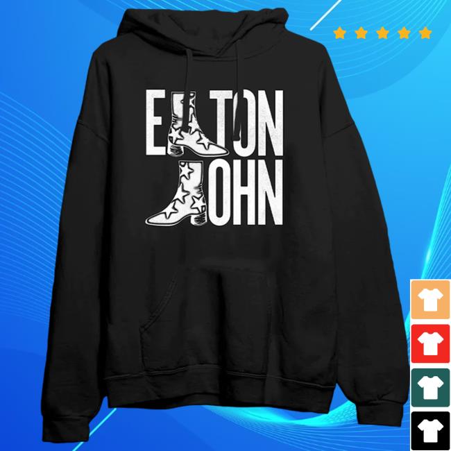 Elton John Merch Store Troubadour Boot Black Hoodie 2023