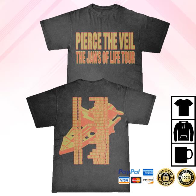 Official Pierce The Veil Merch Store Jaws Of Life Tour Tee Shirt