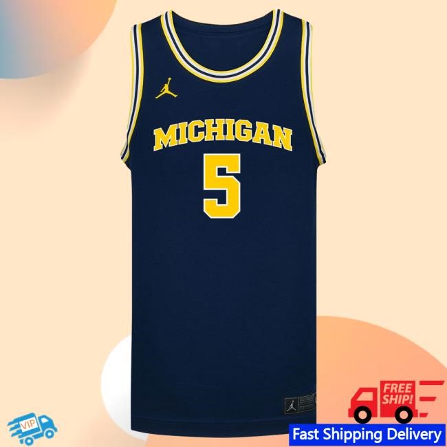 Michigan Wolverines #5 Brooke Daniels Student Athlete Blue Women's Basketball Jersey Tee | The M Den Official Merch Store Shop