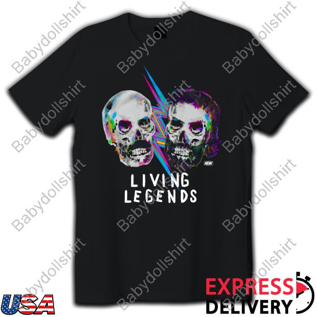Official All Elite Wrestling Ftr Living Legends Skulls Tee Shirt