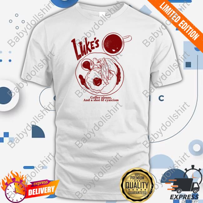 Official Thinkergilmore The Clique Clothing Co Merch Luke's Coffee Please And A Shot Of Cynicism Shirt