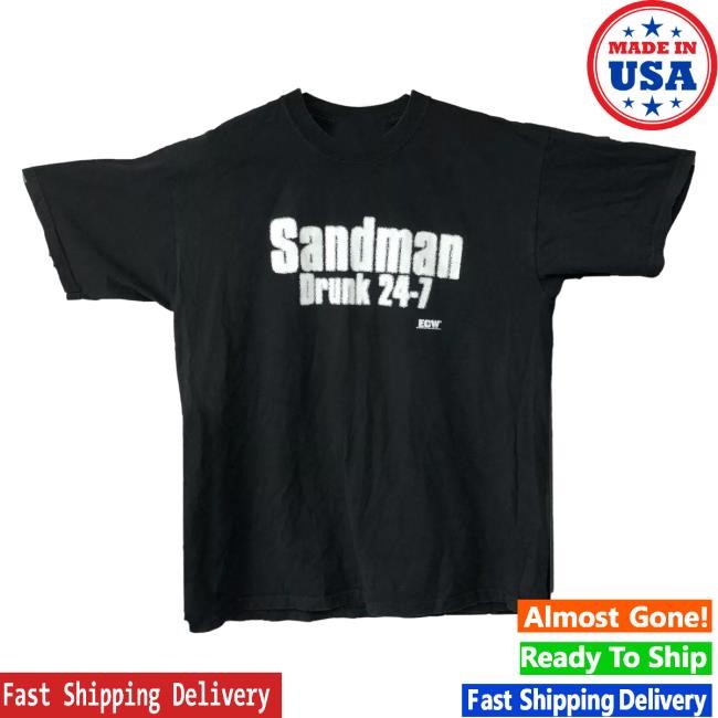Official ECW Sandman Drunk 24-7 Vintage Shirts
