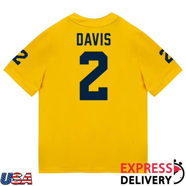The M Den Michigan Wolverines #2 Jadyn Davis Student Athlete Maize Football Jersey Tees