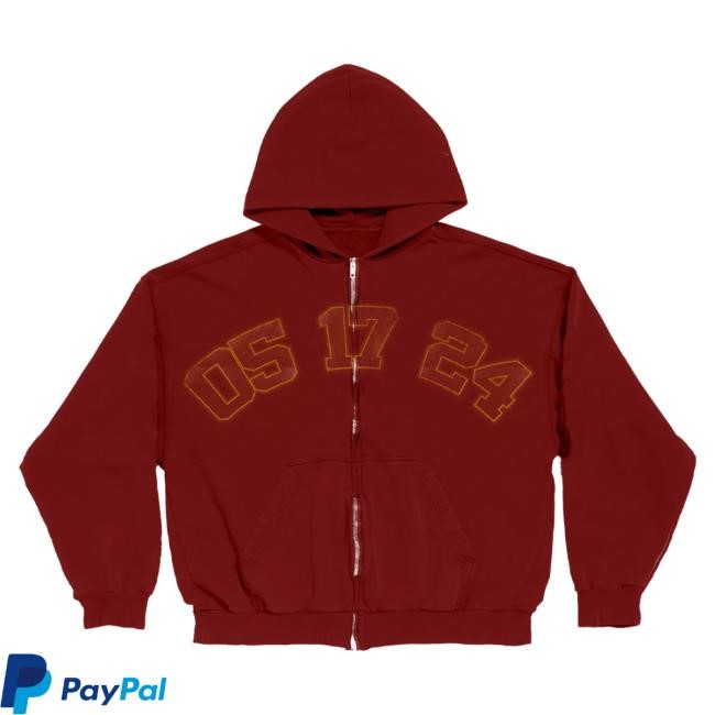 Official Billie Eilish Merch Store Billie Eilish Encore Red Zip Pullover Hoodie
