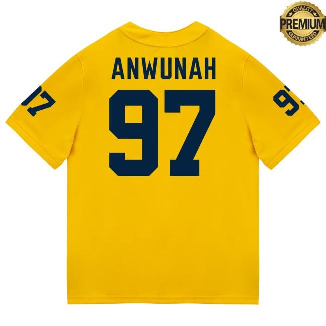 Michigan Wolverines #97 Chibi Anwunah Student Athlete Maize Football Jersey Tees The M Den Shop