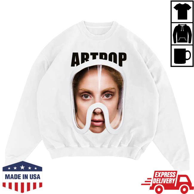 Official Interscope Records Lady Gaga Merch Store Artpop Mask White Crew neck Sweatshirt LadyGaga Apparel Clothing Shop