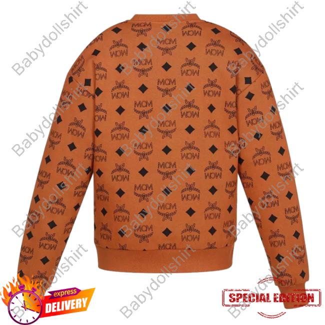 Official MCM Worldwide Maxi Monogram Aop Hoody Cognac 3D All Over Print Mcmworldwide