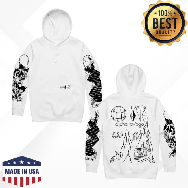Official I Prevail Merch Store I Prevail Alpha Omega Hooded Sweatshirt (White) I Prevail Apparel Clothing Shop IPrevail