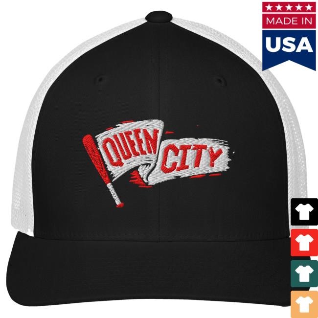 Cincy Shirts Queen City Baseball Grunge Pennant Baseball Fitted