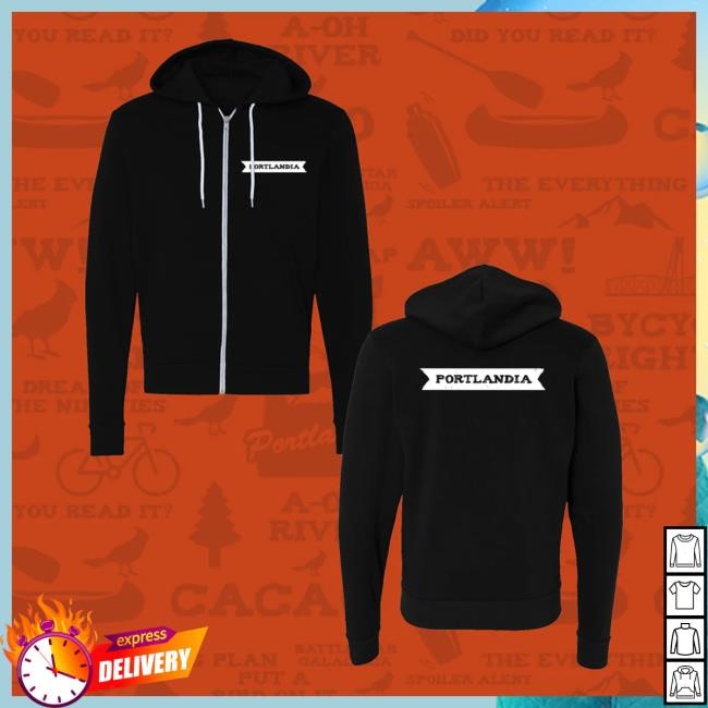 Official Portlandia Clothing Store Portlandia Logo Black Zip Up Sweatshirt