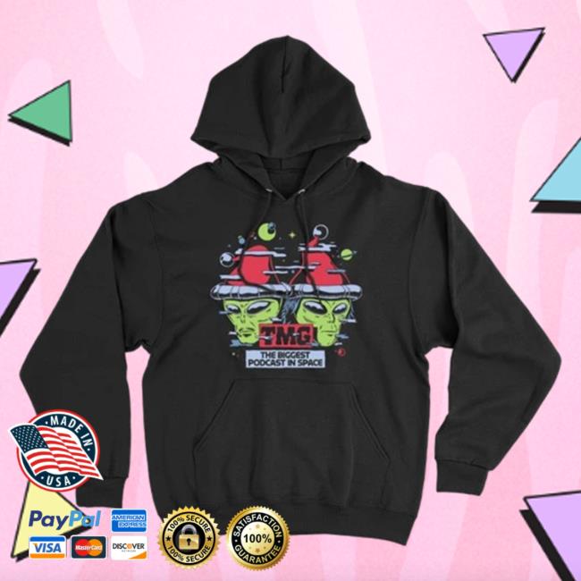 Official Tmg Studios Merch Brooke And Connor Biggest Podcast In Space Holiday Crewneck Sweatshirt