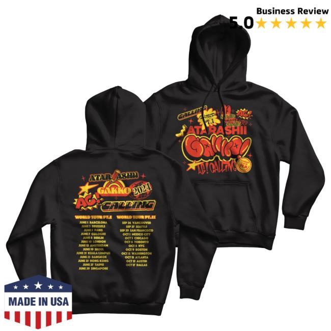 Official Atarashii Gakko Merch AG! Calling World Tour Black Crew neck Sweatshirt