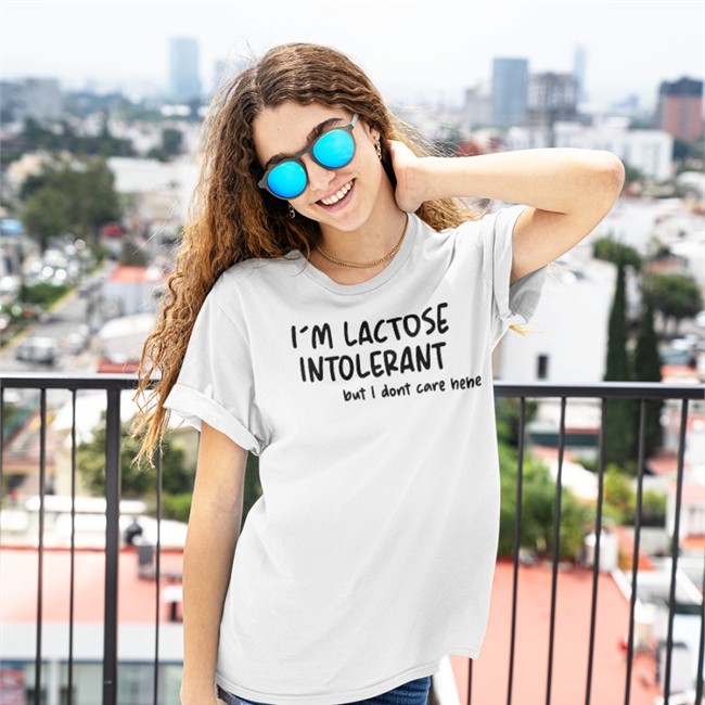 Doodlelotl I'm Lactose Intolerant But I Dont Care Hehe T Shirt White