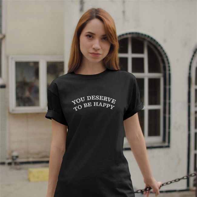 Fanjoy You Deserve To Be Happy Sweatshirt Black