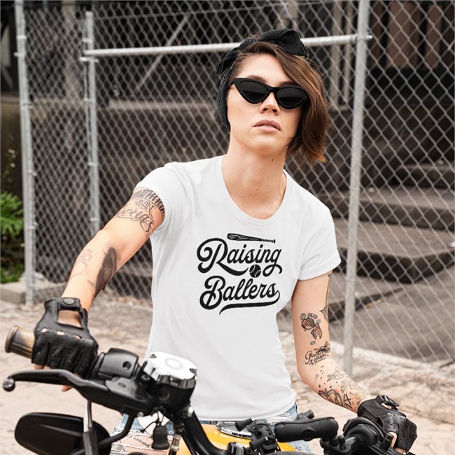 Levelup Raising Ballers Baseball Sleeve Tee Astrosteacher84 White