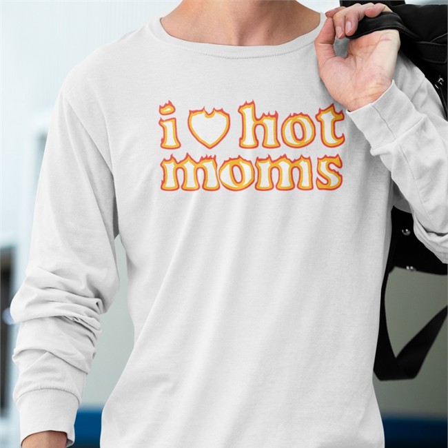 I Heart Hot Moms Flame Long Sleeve Shirt