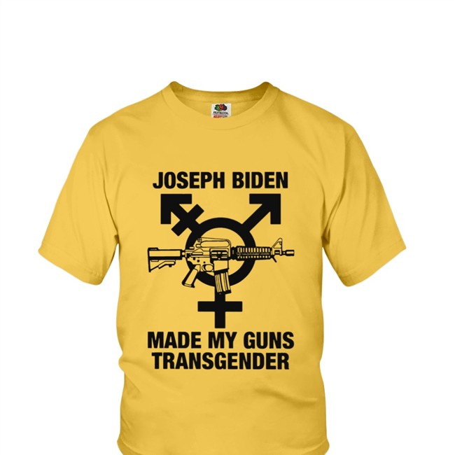 Shirts With Threatening Auras Joseph Biden Made My Guns Transgender TShirts White Disturbingshirt