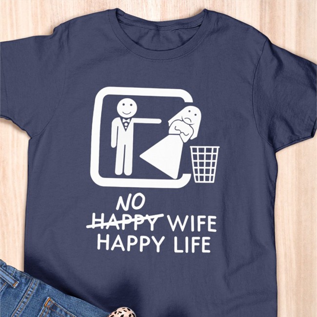 No Happy Wife Happy Life Classic Hoodie