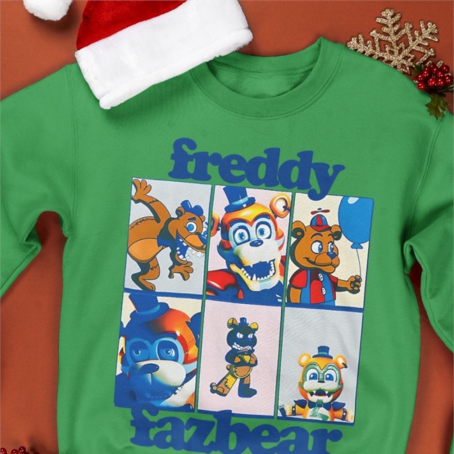 Five Nights At Freddy's Freddy Fazbear Grid Boyfriend Fit Girls Zip Up Hooded Jonny Blox