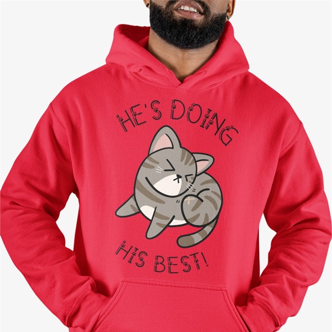 He's Doing His Best Cat Long Sleeve T Shirt Cat Beans Feederofcats