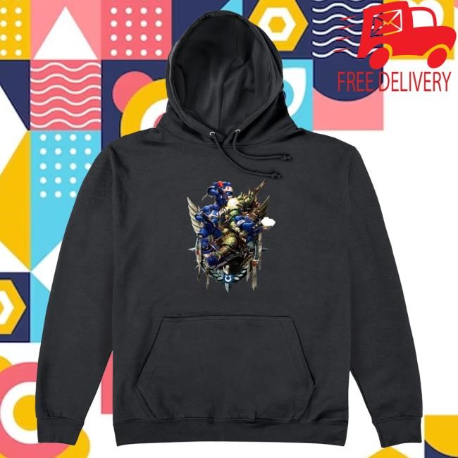 Battle Scene Warhammer Ultramarines vs Death Guard Hoodie