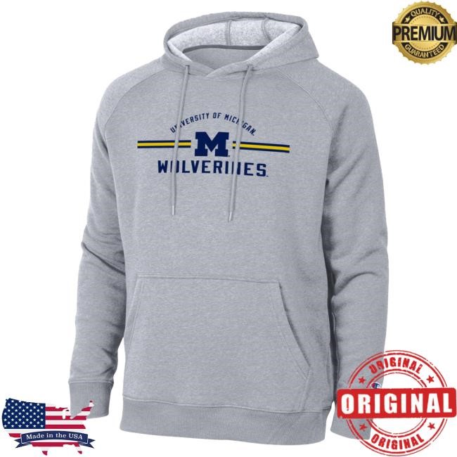 Michigan Wolverines Three Stripe Triumph Fleece Hoodie The M Den Shop