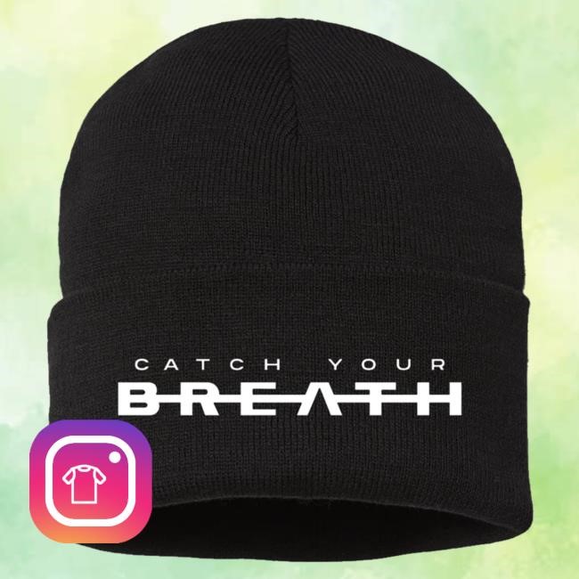 Catch Your Breath Strike Through Logo Embroidered Beanie (Black)