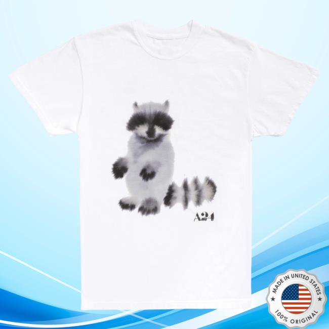 Official A24 Merch Store A24 Films A24 X Rop Van Mierlo Raccoon Watercolor Top Shirt A24 Shop