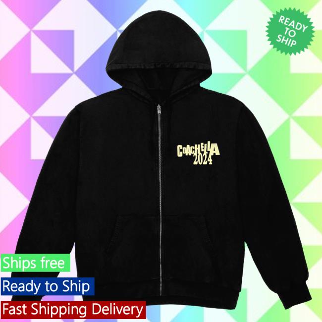 Official Coachella Merch Store Shop Sunrays 2024 Lineup Zip Pullover Sweatshirt
