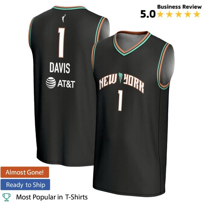 Official Ny Liberty Merch Store Unisex GameDay Greats Marquesha Davis Black New York Liberty Lightweight Replica Basketball Jersey Ny Liberty Apparel Shop