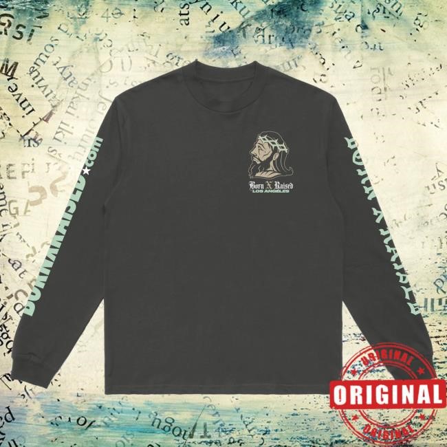 Official Born X Raised Merch Store Shop Born X Raised Sport Jesus Long Sleeve Shirts: Vintage Black BornxRaised
