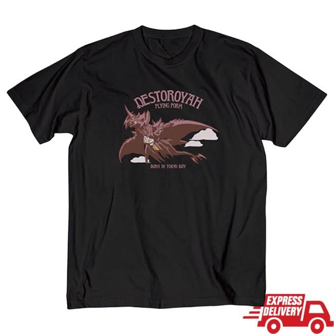 Official Godzilla Merch Store Godzilla vs. Destoroyah 30th Anniversary Scene Illustration Shirts 3 (Destoroyah (Flying Object)) White Official Godzilla Merch Store Godzilla vs. Destoroyah 30th Anniversary Scene Illustration Top Shirt 3 (Destoroyah (Flying Object)) White