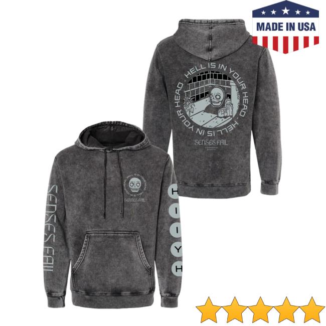 Official Senses Fail Mtd Merch Water Mineral Wash Hell Is In Your Head Tour Crewneck Sweatshirt