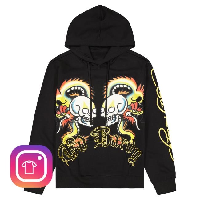 Official Ed Hardy Merch Store Shop Ed Hardy Dragon Skull Mens Popover Hoodie EdHardy