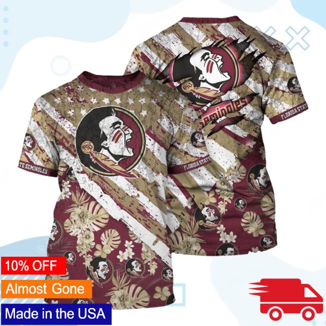 Official Florida State Seminoles Tropical Flower Style And Flag All Over Printed 3D Shirt