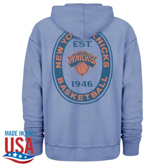 Official Madison Square Garden Store New York Knicks '47 Brand Knicks Boot Path Ravine Pullover Hoodie MSG Shop