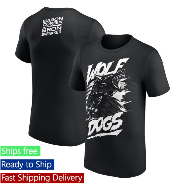 Official WWE Men's Black Bron Breakker & Baron Corbin Wolf Dogs Tee